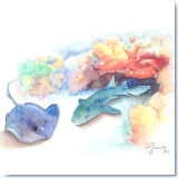 Caribbean Nurse Shark and Stingray Watercolor by Gerrity