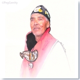 Watercolor Portrait of Tlingit Jack Lee by Peg Gerrity