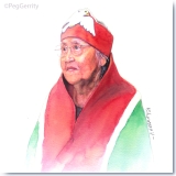 Watercolor Portrait of Tlingit Lillian Hillman by Peg Gerrity