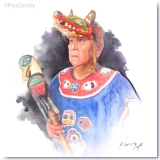 Watercolor Portrait of Tlingit Harvey Lindoff by Peg Gerrity