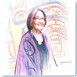 Watercolor Portrait of Tlingit Dr Rosita Worl by Peg Gerrity