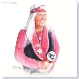 Watercolor Portrait of Tlingit Mary Peterson by Peg Gerrity