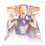 Tlingit Sea Lion Mask and Helmet Watercolor by Gerrity